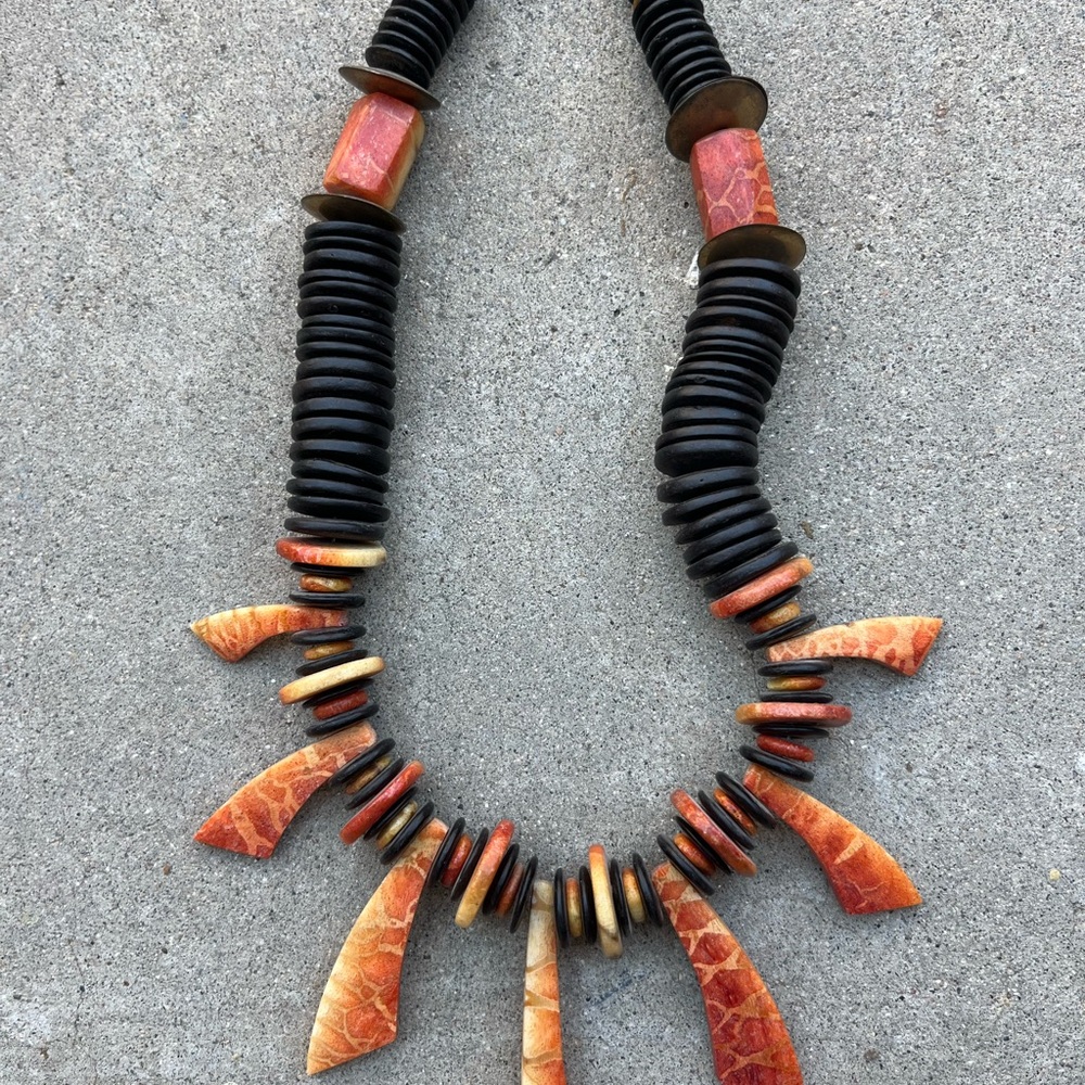 Handcrafted Black and Orange Necklace